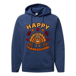 Happy Thanksgiving Funny Turkey Family Graphic Cool Gift Performance Fleece Hoodie