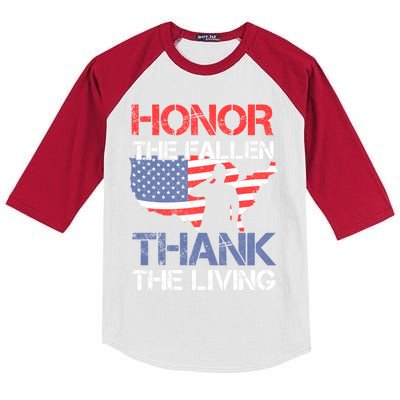 Honor The Fallen Thank The Living Memorial Day Meaningful Gift Kids Colorblock Raglan Jersey