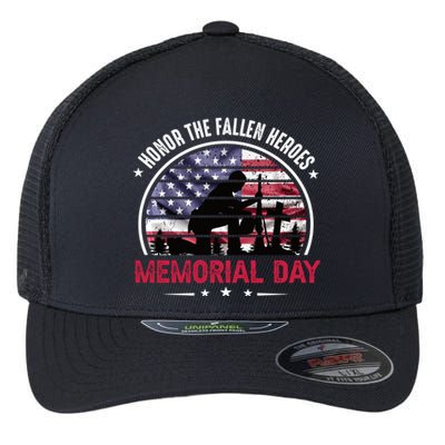 Honor The Fallen Heroes Memorial Day With American Flag Gift Flexfit Unipanel Trucker Cap