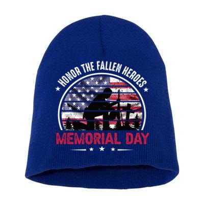 Honor The Fallen Heroes Memorial Day With American Flag Gift Short Acrylic Beanie