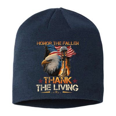 Honor The Fallen Thank The Living Memorial Day Sustainable Beanie