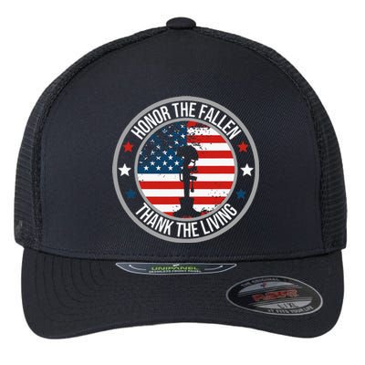 Honor The Fallen Thank The Living Memorial Day Flexfit Unipanel Trucker Cap