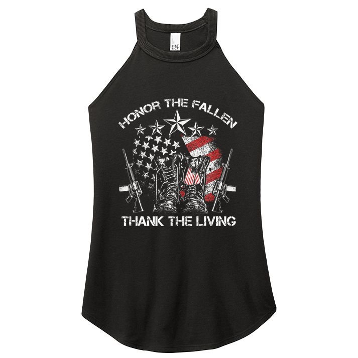 Honor The Fallen Thank The Living Memorial Day Women's Perfect Tri Rocker Tank