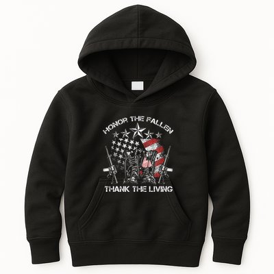 Honor The Fallen Thank The Living Memorial Day Kids Hoodie