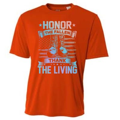 Honor The Fallen Thank The Living Memorial Day Veterans Day Gift Cooling Performance Crew T-Shirt