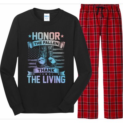 Honor The Fallen Thank The Living Memorial Day Veterans Day Gift Long Sleeve Pajama Set