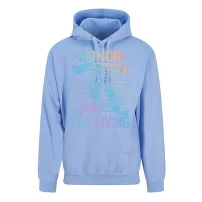 Honor The Fallen Thank The Living Memorial Day Veterans Day Gift Unisex Surf Hoodie