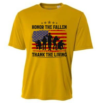 Honor The Fallen Thank The Living Memorial Day Retro Us Flag Meaningful Gift Cooling Performance Crew T-Shirt