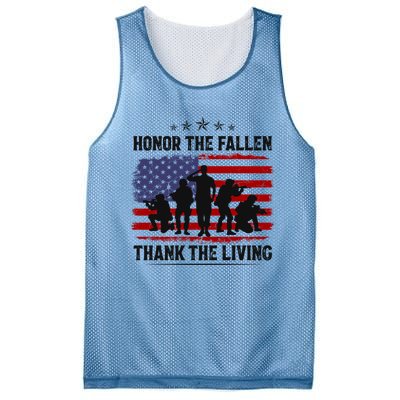 Honor The Fallen Thank The Living Memorial Day Retro Us Flag Meaningful Gift Mesh Reversible Basketball Jersey Tank