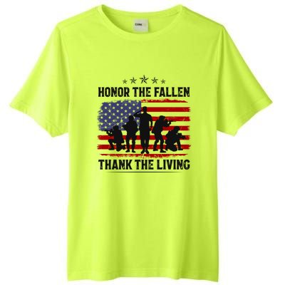 Honor The Fallen Thank The Living Memorial Day Retro Us Flag Meaningful Gift Tall Fusion ChromaSoft Performance T-Shirt