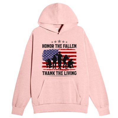 Honor The Fallen Thank The Living Memorial Day Retro Us Flag Meaningful Gift Urban Pullover Hoodie