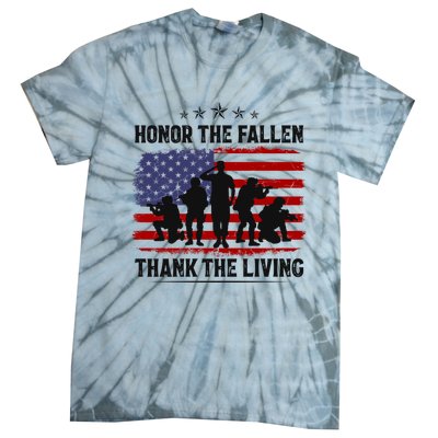 Honor The Fallen Thank The Living Memorial Day Retro Us Flag Meaningful Gift Tie-Dye T-Shirt