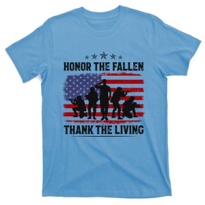 Honor The Fallen Thank The Living Memorial Day Retro Us Flag Meaningful Gift T-Shirt