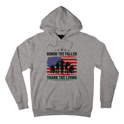 Honor The Fallen Thank The Living Memorial Day Retro Us Flag Meaningful Gift Tall Hoodie