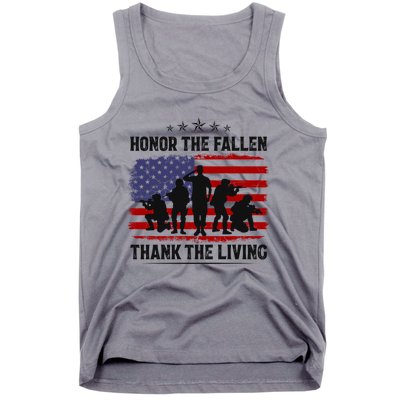 Honor The Fallen Thank The Living Memorial Day Retro Us Flag Meaningful Gift Tank Top