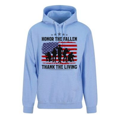 Honor The Fallen Thank The Living Memorial Day Retro Us Flag Meaningful Gift Unisex Surf Hoodie