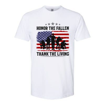 Honor The Fallen Thank The Living Memorial Day Retro Us Flag Meaningful Gift Softstyle CVC T-Shirt