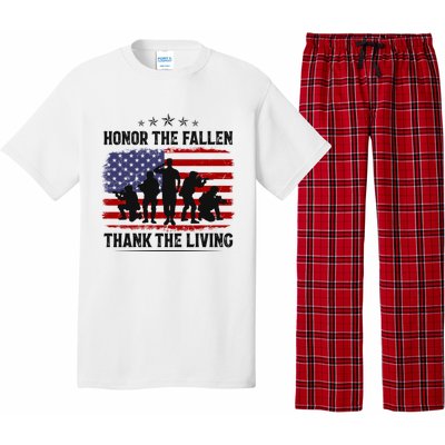 Honor The Fallen Thank The Living Memorial Day Retro Us Flag Meaningful Gift Pajama Set