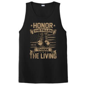 Honor The Fallen Thank The Living Memorial Day Veterans Day Funny Gift PosiCharge Competitor Tank