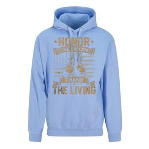 Honor The Fallen Thank The Living Memorial Day Veterans Day Funny Gift Unisex Surf Hoodie