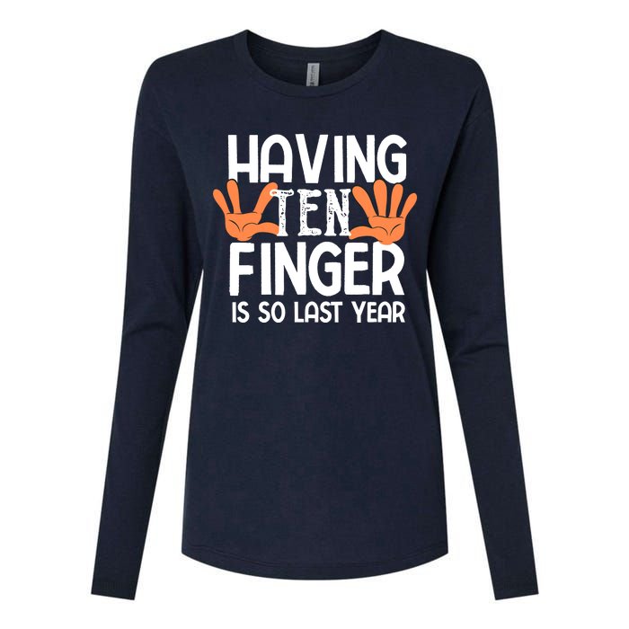 Having Ten Fingers Is So Last Year Funny Finger Amputee Womens Cotton Relaxed Long Sleeve T-Shirt