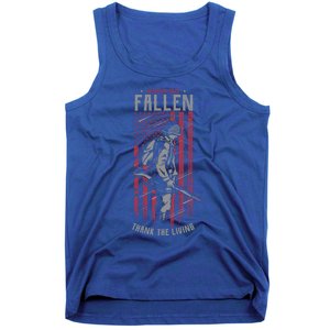 Honor The Fallen Thank The Living Memorial Day Veterans Funny Gift Tank Top