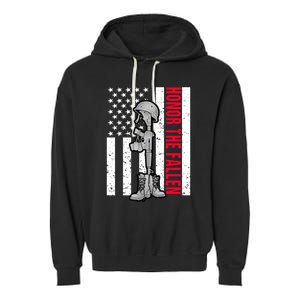 Honor The Fallen Memorial Day American Flag Gift Garment-Dyed Fleece Hoodie