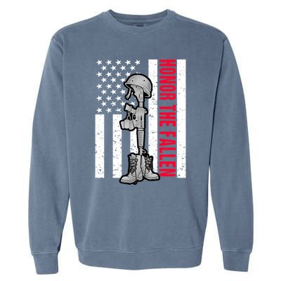 Honor The Fallen Memorial Day American Flag Gift Garment-Dyed Sweatshirt