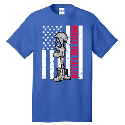 Honor The Fallen Memorial Day American Flag Gift Tall T-Shirt