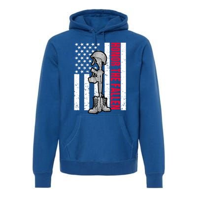 Honor The Fallen Memorial Day American Flag Gift Premium Hoodie