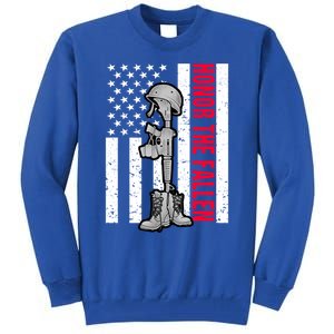 Honor The Fallen Memorial Day American Flag Gift Tall Sweatshirt