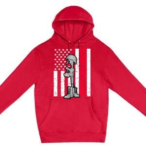 Honor The Fallen Memorial Day American Flag Gift Premium Pullover Hoodie