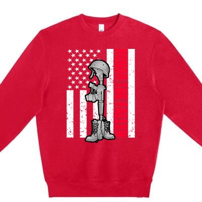 Honor The Fallen Memorial Day American Flag Gift Premium Crewneck Sweatshirt