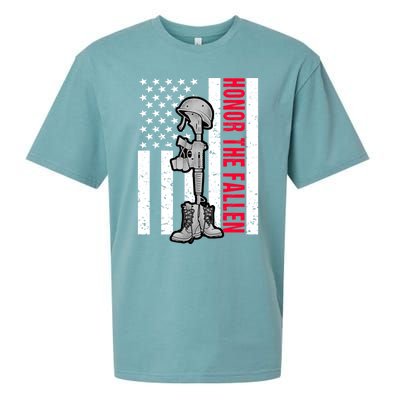 Honor The Fallen Memorial Day American Flag Gift Sueded Cloud Jersey T-Shirt