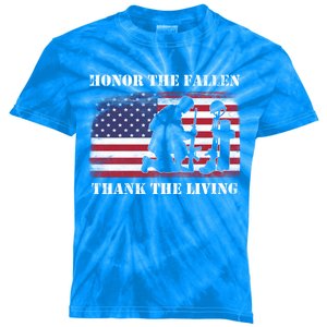 Honor The Fallen Thank The Living Memorial Dayfunny Giftveterans Day Gift Kids Tie-Dye T-Shirt