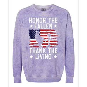 Honor The Fallen Thank The Living Usa American Memorial Day Cute Gift Colorblast Crewneck Sweatshirt