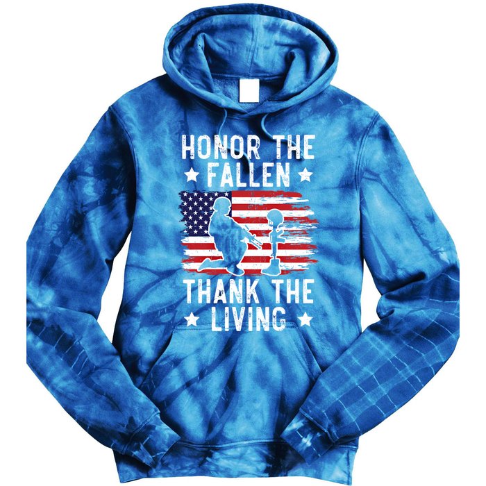 Honor The Fallen Thank The Living Usa American Memorial Day Cute Gift Tie Dye Hoodie