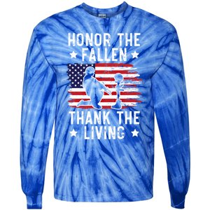 Honor The Fallen Thank The Living Usa American Memorial Day Cute Gift Tie-Dye Long Sleeve Shirt