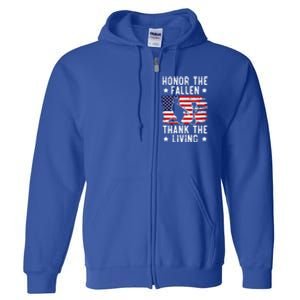 Honor The Fallen Thank The Living Usa American Memorial Day Cute Gift Full Zip Hoodie