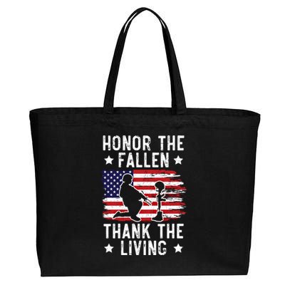 Honor The Fallen Thank The Living Usa American Memorial Day Cute Gift Cotton Canvas Jumbo Tote