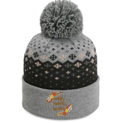 Happy Thanksgiving Fall Leaves Holiday Gift The Baniff Cuffed Pom Beanie