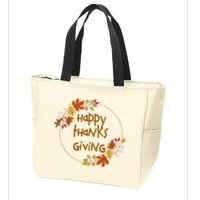 Happy Thanksgiving Fall Leaves Holiday Gift Zip Tote Bag