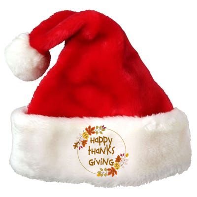 Happy Thanksgiving Fall Leaves Holiday Gift Premium Christmas Santa Hat