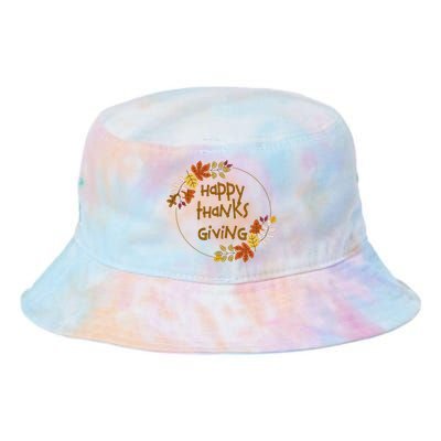 Happy Thanksgiving Fall Leaves Holiday Gift Tie Dye Newport Bucket Hat