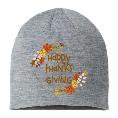 Happy Thanksgiving Fall Leaves Holiday Gift Sustainable Beanie