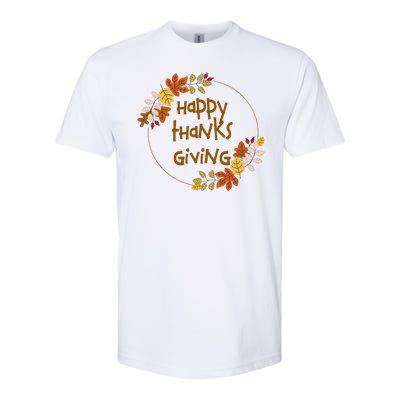 Happy Thanksgiving Fall Leaves Holiday Gift Softstyle® CVC T-Shirt