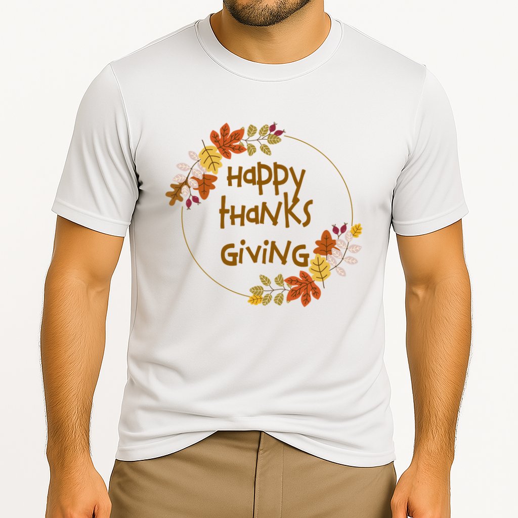 Happy Thanksgiving Fall Leaves Holiday Gift Cooling Performance Crew T-Shirt