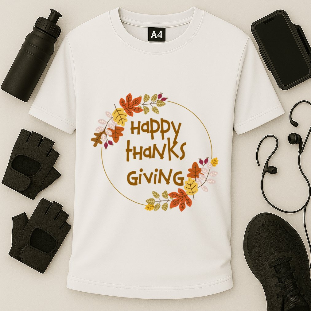 Happy Thanksgiving Fall Leaves Holiday Gift Cooling Performance Crew T-Shirt