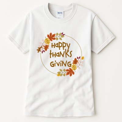 Happy Thanksgiving Fall Leaves Holiday Gift Tall T-Shirt
