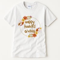 Happy Thanksgiving Fall Leaves Holiday Gift Tall T-Shirt